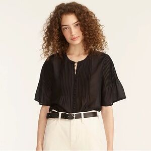 J.Crew Silk Cotton Voile pintuck top black